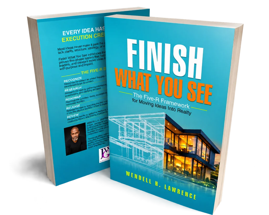 Finish What You See by Wendell H. Lawrence — 3D book mockup showing front and back covers